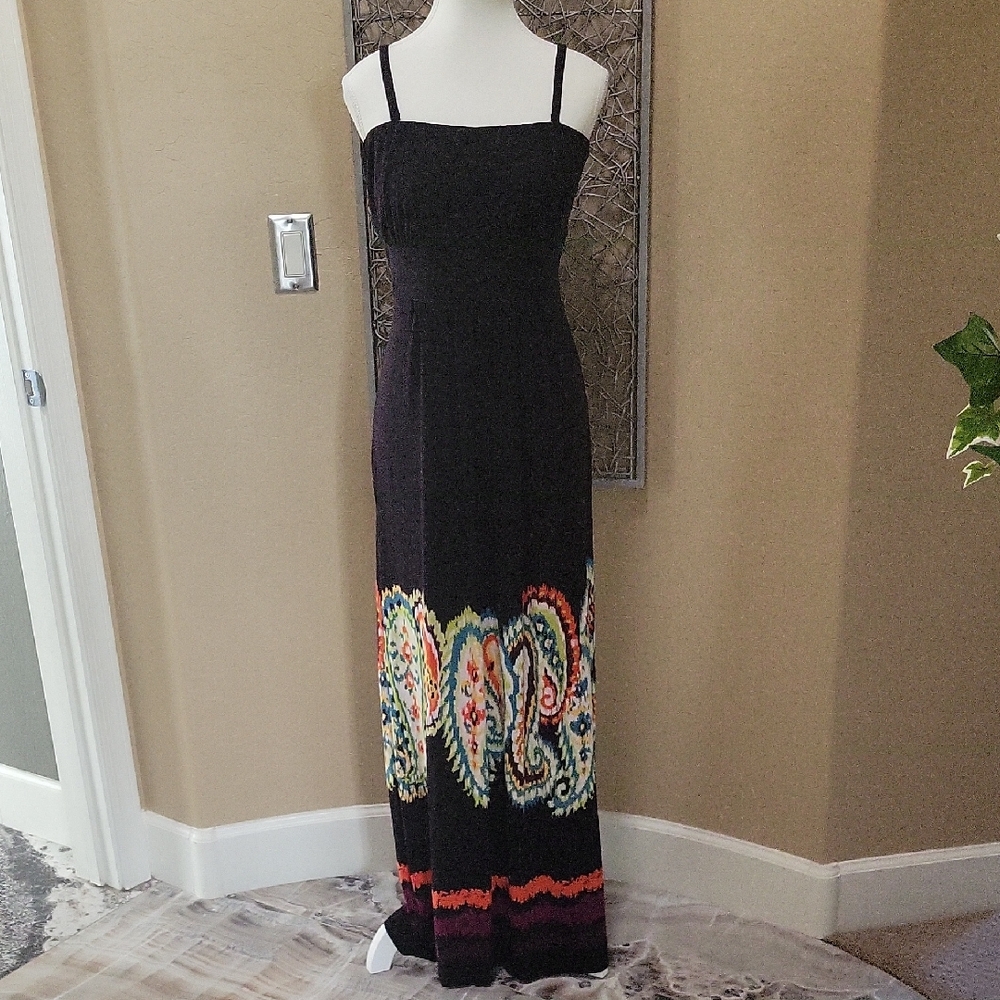 Soma Black Strapped/Strappless Maxi Dress with Colorful Patterns - Picture 2 of 6
